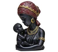 Genérico Decoración Africana para el hogar - Madre e Hijo, de Busto de Resina, Centro de Mesa para estantería, Escritorio, de TV, Sala de Estar, Entrada, Oficina, Acento de Escultura étnica Moder