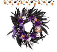Generico Decoración artificial de Halloween Wreath | 43 x 6,5 x 43 cm Spooky Halloween Wreath with Rose - Effortless Holiday Decorations for Porch Entrance Outdoor Window Party Wall Indoor Display