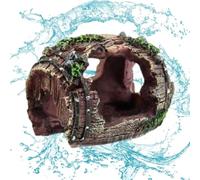 Genérico Decoración de Acuarios - Ornamento De Diseño Barril Roto - Decoración para Peceras | para Betta Camarón Estrella De Mar Tortuga Medusa Reptil Agua Salada