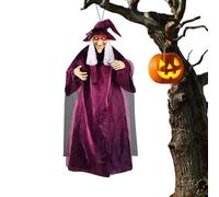 Genérico Decoración de Brujas de Halloween - espeluznante hablando (106x66x178cm) con efecto de sonido | Decoración de Halloween al aire libre para Garden Hof Gruselhaus Horror Party Accesorios