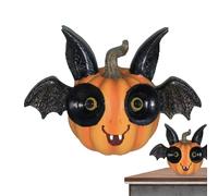 Genérico Decoración de Calabaza de Halloween - Adorno de Calabaza con Murciélago para Exterior - Estatuilla Decorativa De Resina para Fiesta, Jardín, Hogar, Patio Y Casa Encantada