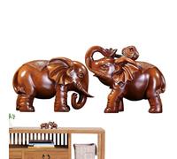 Genérico Decoración de Elefante de Madera,Figura Animal Tallada A Mano | 1 Par Escultura Artesanal Rústica Artística para Sala de Estar Dormitorio Mostrador Estante Escritorio Mesa Estantería