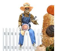 Generico Decoración de esqueleto animado de 60 cm con banjo, decoración musical ajustable para interiores y exteriores, casa encantada, fiesta de otoño