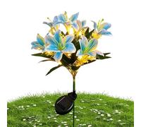 Generico Decoración de exterior | 7 cabezas de lirio artificial iluminador con estaca - de jardín impermeables para exteriores | para patio, jardín, boda, balcón o terraza