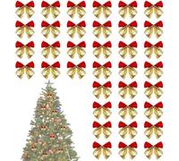 Genérico Decoración De Lazos De Navidad, 36 Piezas Decoración Navideña para Hogar, Lazos Navideños Pequeños para Árbol, para Guirnaldas Navideñas Coronas Interior Exterior Pared Ventana Puerta Boda