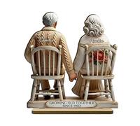 Generico Decoración De Mesa Pareja | Esculturas De Madera 'Envejecer,Símbolo De Amor Eterno, Decoración Romántica De Madera Para Esposa, Marido, Amigo Y Padre