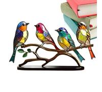 Genérico Decoración De Pájaros De Vidrieras - Estatua De Escritorio Acrílica De Colibrí En Rama | De Decoración del Hogar De Colores para Dormitorio, Sala De Estar, Mesa Decorativa para Escritorio