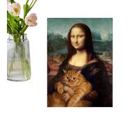 Genérico Decoración de Pared Femenina,Pintura al Óleo Humorística de Mujer - Cuadros de Sala con Mujer Sosteniendo un Gato | para Dormitorio, Hotel, Baño, Lugar de Trabajo, Hogar,