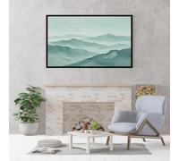 Genérico Decoración De Pared Moderna Con Textura De Montaña Azul Y Verde. Pintura Al Óleo 100% Pintada A Mano, Original, Sin Marco. Obra De Arte Estética Para Sala De Estar Y Dormitorio. Paisaj