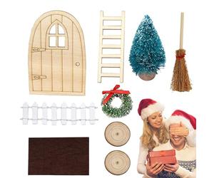 Genérico Decoración de puerta de Navidad | Muebles Miniaturas de Papá Noel - Accesorios Lutin Madera para Familia Pared Exterior Cumpleaños | Regalo de cumpleaños Pared Amigo Exterior