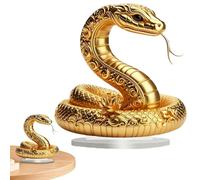 Generico Decoración de serpiente dorada - - - Golden Wealth Chinese Snake Figuras Decoraciones para el hogar para mesita de noche de dormitorio, estatua de serpiente | Decoración de estatua animal de