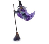 Genérico Decoración De Volante De Halloween - en Escoba con Ojos Luminosos | Decoración De Vacaciones De Miedo Para Accesorios Patio De Césped Porche De Árbol