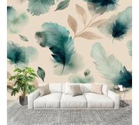 Genérico Decoración del hogar Fotomural 200x140cm IlustracióN De Pluma Retro Papel Pintado Panorámico ExtraíBle Para Despegar Y Pegar Beige Para salón Dormitorios,Comedores HD Papel Tapiz