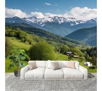 Genérico Decoración del hogar Fotomural 200x140cm Naturaleza MontañAs Praderas Paisajes. Papel Pintado Panorámico ExtraíBle Para Despegar Y Pegar Verde Para salón Dormitorios,Comedores HD Papel Tapiz
