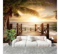 Genérico Decoración del hogar Fotomural 200x140cm PlayaOcéAnoNaturalezaPaisaje. Papel Pintado Panorámico ExtraíBle Para Despegar Y Pegar Amarillo Para salón Dormitorios,Comedores HD Papel Tapiz