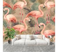 Genérico Decoración del hogar Fotomural 200x140cm RegióN Tropical Plantas Flamencos. Papel Pintado Panorámico ExtraíBle Para Despegar Y Pegar Azul Para salón Dormitorios,Comedores HD Papel Tapiz