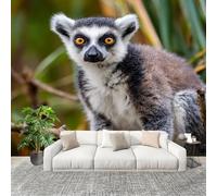 Genérico Decoración del hogar Fotomural 250x175cm Animales LéMur De Cola Anillada Papel Pintado Panorámico ExtraíBle Para Despegar Y Pegar Verde Para salón Dormitorios,Comedores HD Papel Tapiz
