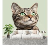 Genérico Decoración del hogar Fotomural 250x176cm Gato Atigrado Papel Pintado Panorámico ExtraíBle Para Despegar Y Pegar MarróN Claro Para salón Dormitorios,Comedores HD Papel Tapiz