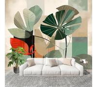 Genérico Decoración del hogar Fotomural 300x210cm Abstracto Arte GeometríA BotáNica. Papel Pintado Panorámico ExtraíBle Para Despegar Y Pegar Beige Para salón Dormitorios,Comedores HD Papel Tapiz