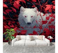 Genérico Decoración del hogar Fotomural 350x256cm Primer Plano De Un Lobo Papel Pintado Panorámico ExtraíBle Para Despegar Y Pegar Negro Para salón Dormitorios,Comedores HD Papel Tapiz
