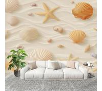 Genérico Decoración del hogar Fotomural 350x256cm Tema De Playa Y OcéAno Papel Pintado Panorámico ExtraíBle Para Despegar Y Pegar Beige Para salón Dormitorios,Comedores HD Papel Tapiz