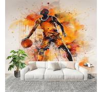 Genérico Decoración del hogar Fotomural 400x280cm 3d Baloncesto Atleta Papel Pintado Panorámico ExtraíBle Para Despegar Y Pegar Color Naranja Para salón Dormitorios,Comedores HD Papel Tapiz