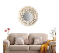 Generico Decoración Espejo Bohemia - Forma Circular de 13.39 Pulgadas | Tapiz Tela, Reflejo Duradero del Verdadero, Diseño Interior Estético de Estilo Nórdico, Pantalla De Pared para Fondo De