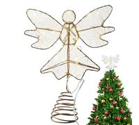 Generico Decoración navideña con ángel de Metal, ABS de 9,84 x 7,87 Pulgadas | Decoración navideña con ángel LED navideño, Figuras Decorativas en la Parte del árbol | Interior salón