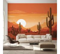Genérico Decoracion Papel Pintado Desierto Occidental, Fotomurales Atardecer Cactus Papel Pared Tejido No Tejido Murales de Pared 450x315 Salon Dormitorio Decorativa W&52