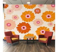 Genérico Decoracion Papel Pintado Flor Retro, Fotomurales Floral Hippie 60s 70s Papel Pared Tejido No Tejido Murales de Pared 250x175 Salon Dormitorio Decorativa W&35