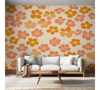 Genérico Decoracion Papel Pintado Flor Retro, Fotomurales Floral Hippie 60s 70s Papel Pared Tejido No Tejido Murales de Pared 150x105 Salon Dormitorio Decorativa W&16