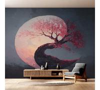 Genérico Decoracion Papel Pintado Japonés, Fotomurales Flor de Cerezo Yin Yang Papel Pared Tejido No Tejido Murales de Pared 350x256 Salon Dormitorio Decorativa W20
