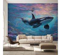 Genérico Decoracion Papel Pintado Orca, Fotomurales Orca Marina Papel Pared Tejido No Tejido Murales de Pared 250x175 Salon Dormitorio Decorativa W&52