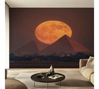 Genérico Decoracion Papel Pintado Pirámide Antiguo Egipto, Fotomurales Luna Llena Papel Pared Tejido No Tejido Murales de Pared 350x256 Salon Dormitorio Decorativa W41