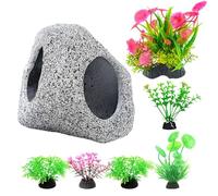 Genérico Decoración para Acuario - Set de Cueva y Artificial de Cerámica, Accesorios para Acuario | Para Pescado Betta Camarón Guppy y Acuariofilia de Agua Dulce o Agua Salada