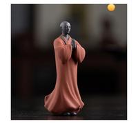 Genérico Decoración para el Porche Delantero Estatua de Monje Budista bebé Chino, Figura Zen pequeña meditación Arena púrpura Esculturas Decorativas Modernas(Orange)