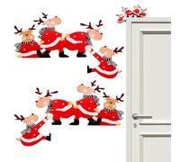 Genérico Decoración para Esquina De Puerta,Letrero De Pingüino Reno Y Papá Noel,2 Piezas De Madera De Puerta Navideño | para Hogar, Porche, Baño, Entrada, Fiestas, Trabajo, Escuela