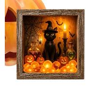 Generico Decoración para mesa de Halloween, 21,5 x 21,5 cm, LED Wooden Memory Box Display