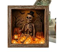 Generico Decoración para mesa de Halloween, 21,5 x 21,5 cm, LED Wooden Memory Box Display