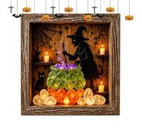 Generico Decoración para mesa de Halloween, 21,5 x 21,5 cm, LED Wooden Memory Box Display