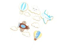 Genérico Decoración para Tartas Infantiles 20 Palillos de Papel en Forma de Nubes, Globos Aerostáticos y Aviones para Fiesta de Cumpleaños y Shower