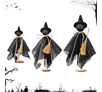 Generico Decoraciones de brujas, figuras de colección de brujas aterradoras | 3 piezas de decoración de Halloween de madera para interiores exteriores casa jardín fiesta biblioteca