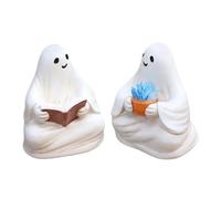 Genérico Decoraciones de Halloween Lindas - Estatuilla fantasma pequeña de resina para maceta | Decoración en miniatura de Halloween para puerta de entrada, mesa al aire libre, jardín, estante o patio