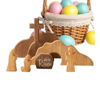 Genérico Decoraciones de Pascua, Figuras Religiosas de Madera para Semana Santa, Set De La Resurrección con Tumba De Jesús, para Estilo Granja Repisa Estante Gabinete Celebración Primaveral