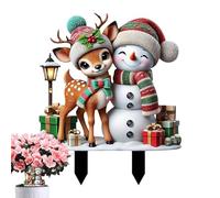 Genérico Decorative 2D Acrylic Christmas Outdoor Stakes | Christmas Outdoor Decor | Christmass Yard Signs Stakess for Home | Decorative Garden Stakes Joy for Holiday New Year Home Decor