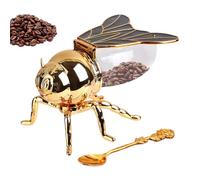 Generico Decorative Bee-Shaped Honey Jar, Creative Seasoning Container with Spoon, 15x10x9cm/5.91x3.94x3.54 Inch Syrup Dispenser, Crystal Condiment Jar, Kitchen Accessory for Breakfast Food