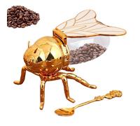 Generico Decorative Bee-Shaped Honey Jar, Creative Seasoning Container with Spoon, 15x10x9cm/5.91x3.94x3.54 Inch Syrup Dispenser, Crystal Condiment Jar, Kitchen Accessory for Breakfast Food