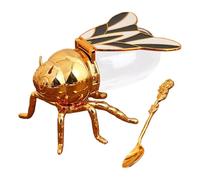 Genérico Decorative Bee-Shaped Honey Jar, Creative Seasoning Container with Spoon, 15x10x9cm/5.91x3.94x3.54 Inch Syrup Dispenser, Crystal Condiment Jar, Kitchen Accessory for Breakfast Food