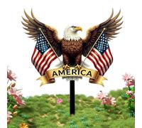 Genérico Decorative Garden Stakes - 2D Bald Eagle Pattern Sign, Garden Decor, Patriotic American Bird Yard Art | For Patio Lawn Porch Deck Pathway Landscape Terrace