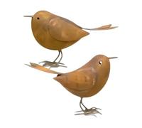 Genérico Decorative Songbird Statues 2pcs | Iron Metal, Rust Color, 5.9in X 3.5in X 2in | Garden Yard Art, Small Bird Figurines | Plant Pot Decor, Black Home Accent For Indoor Outdoor